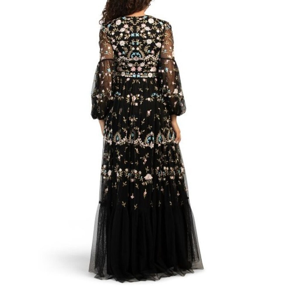 MAC DUGGAL 35111 Embroidered Floral Long Sleeve Gown in Black Size 4 NEW - Picture 5 of 11